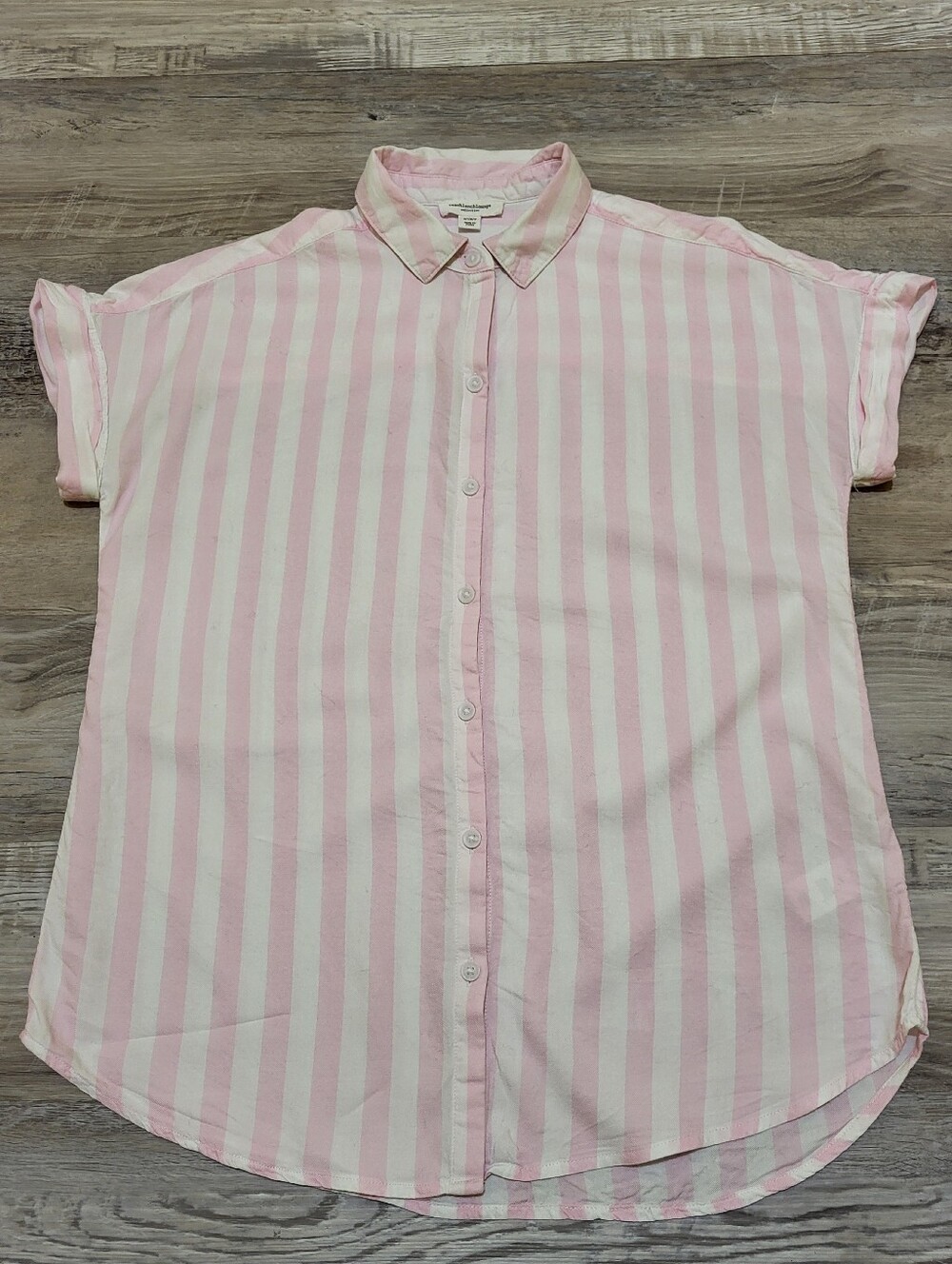 beachlunchlounge Pink and White Striped Button-Down Shirt